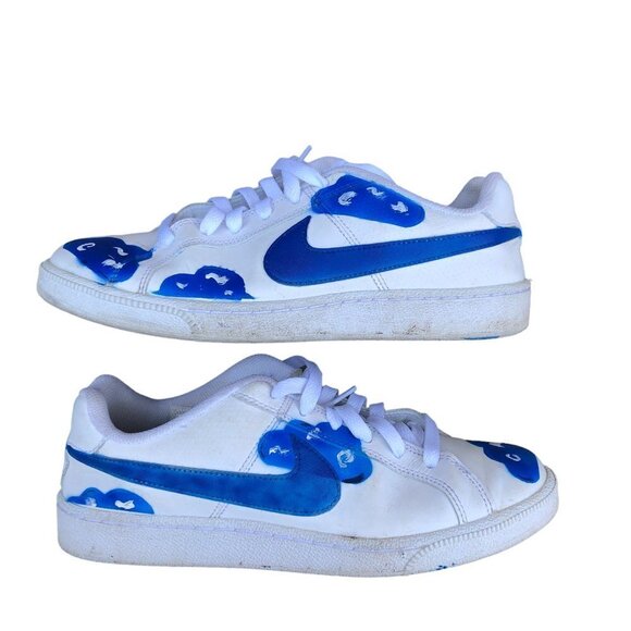 CUSTOM Nike Court Royale White Metallic Silver Size 8.5 - Picture 3 of 8